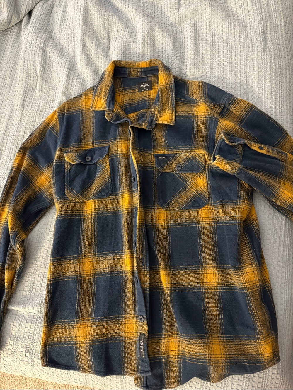 Rip Curl Yellow and Navy Plaid Shirt